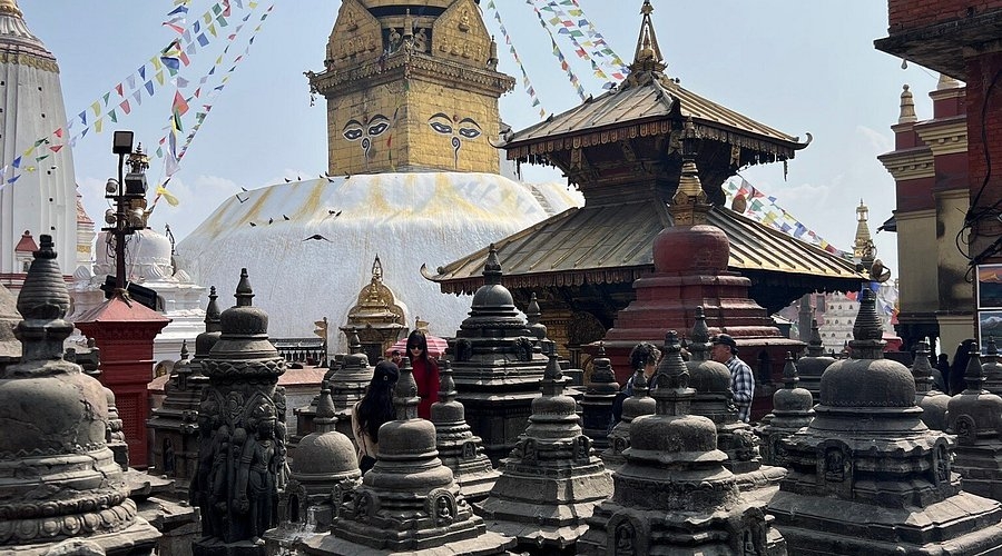Swayambhunath (Monkey Temple) with panoramic city view